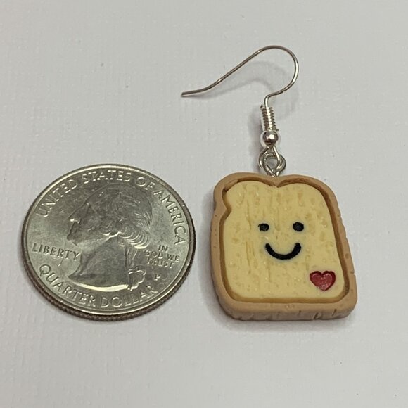 Toast Earring, Bread Earring, Funny Food Earring, Food Jewelry, Gift Idea, Toast - Picture 4 of 7